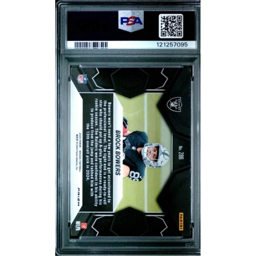 Graded 2024 Panini Mosaic Brock Bowers #286 Camo Red Rookie RC Football Card PSA 10 Gem Mint | PSA 10 Gem Mint Graded Rookie Card | vintageantiquesgifts.com