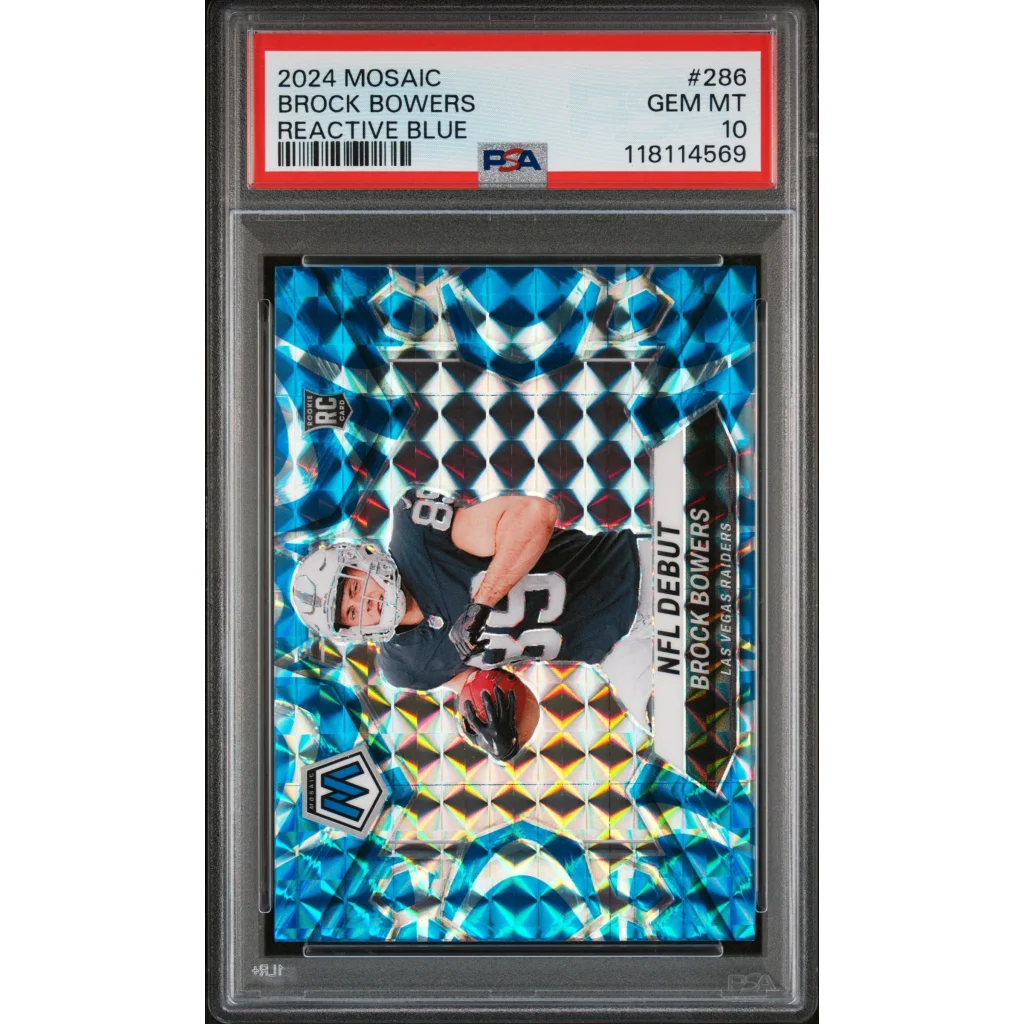 Graded 2024 Panini Mosaic Brock Bowers #286 Reactive Blue Rookie RC Football Card PSA 10 Gem Mint | Hall of Fame Sports Memorabilia | vintageantiquesgifts.com