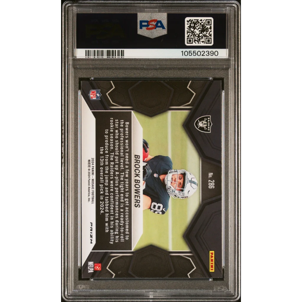 Graded 2024 Panini Mosaic Brock Bowers #286 Reactive Yellow Rookie RC Football Card PSA 10 Gem Mint