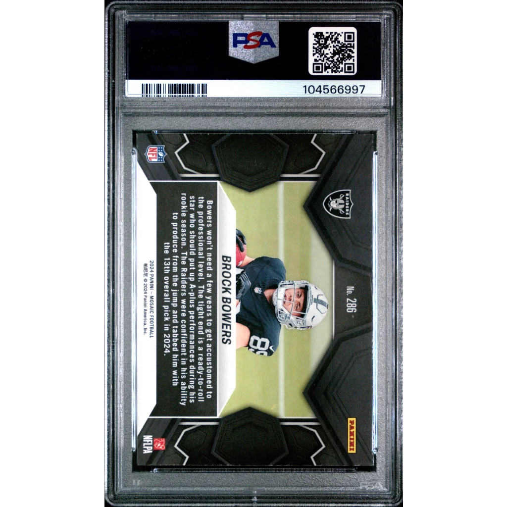 Graded PSA 10 2024 Panini Mosaic Brock Bowers Raiders Rookie RC Card