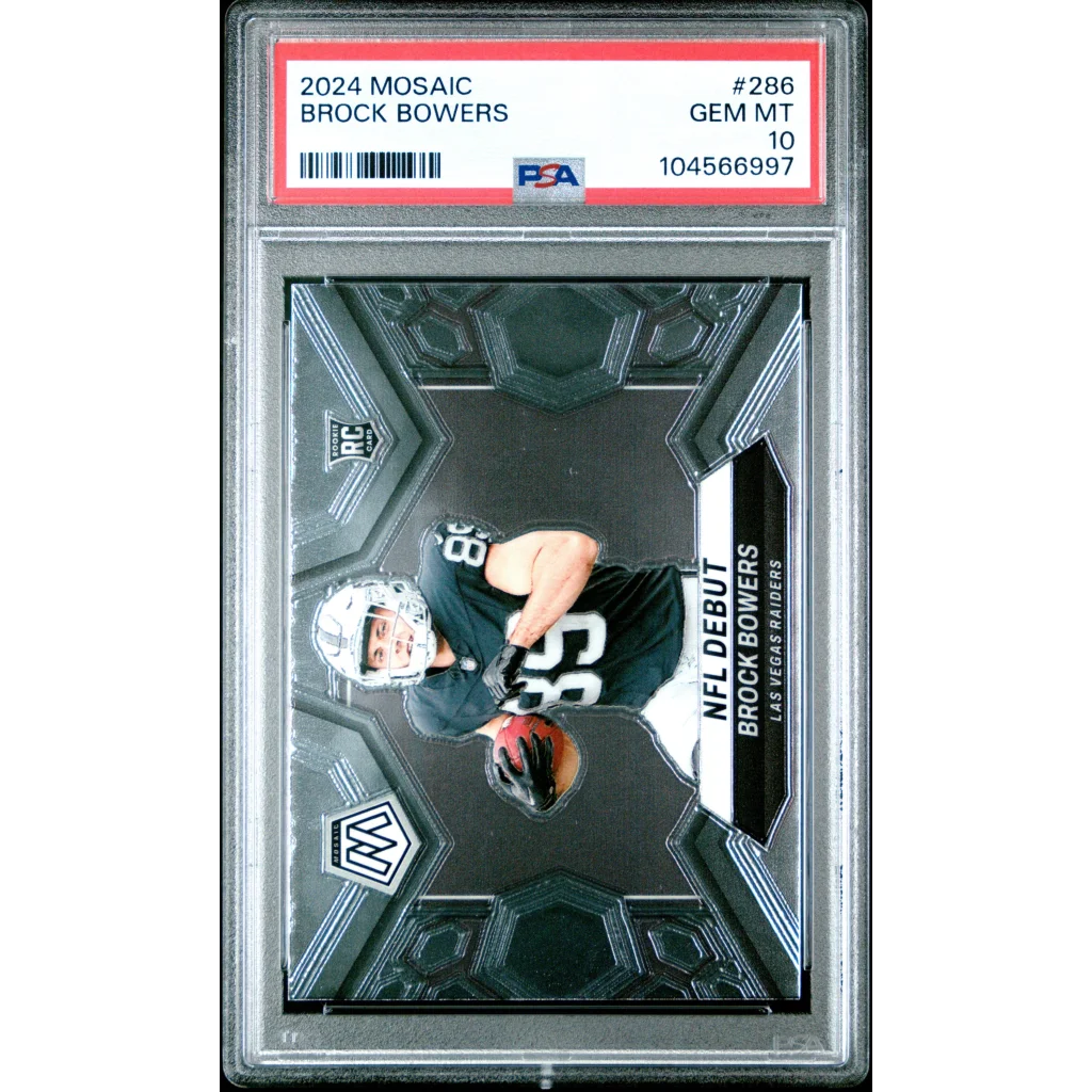 Graded PSA 10 2024 Panini Mosaic Brock Bowers #286 Rookie RC Card