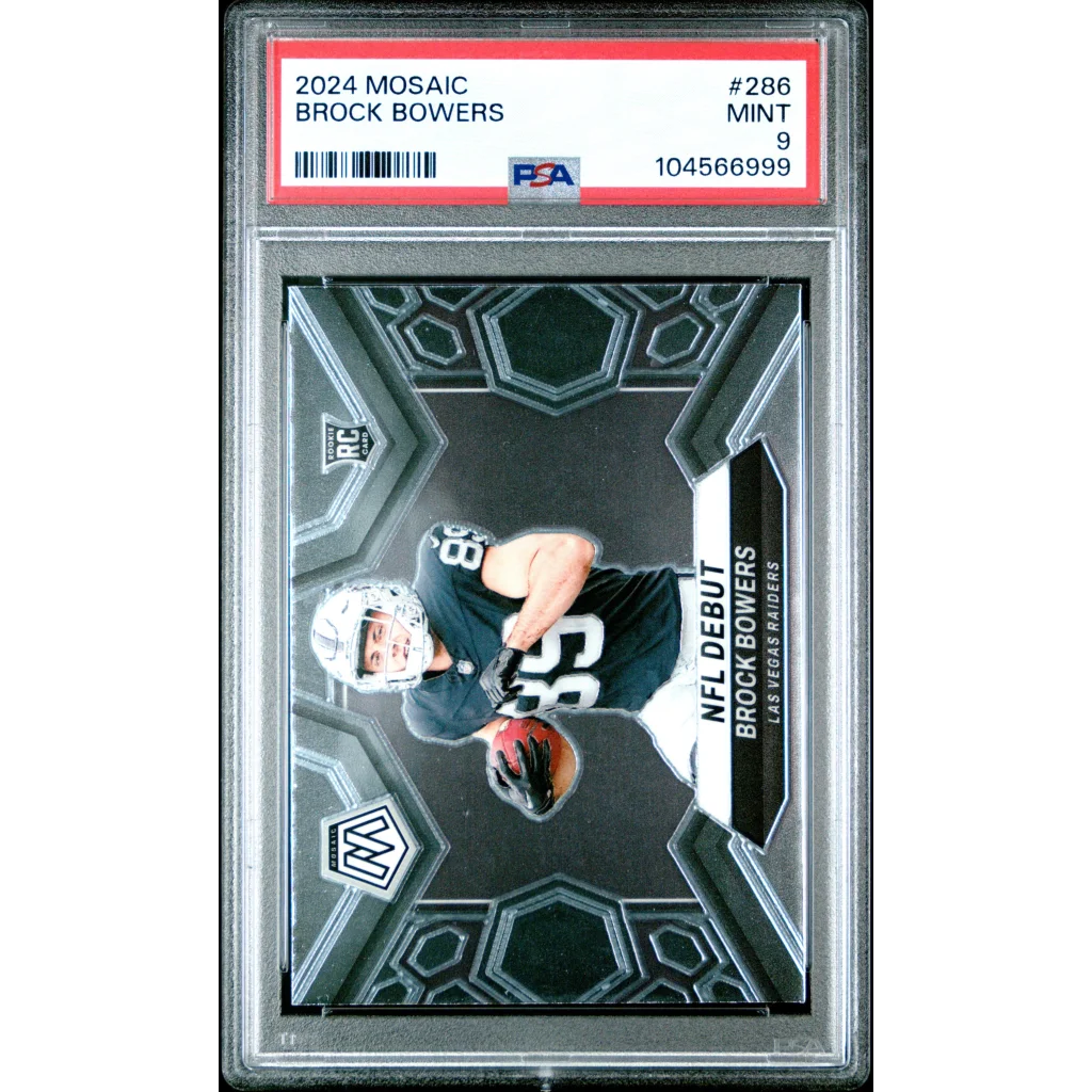 Graded 2024 Panini Mosaic Brock Bowers #286 Rookie RC PSA 9 Raiders Card