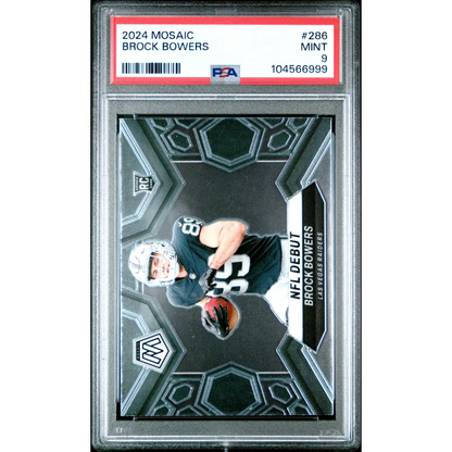 Graded 2024 Panini Mosaic Brock Bowers #286 Rookie RC PSA 9 Raiders Card