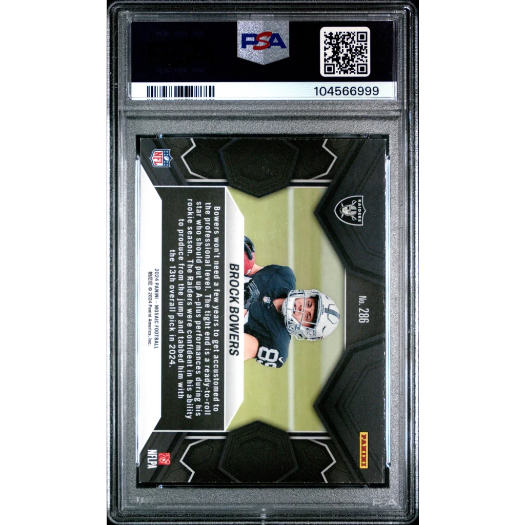 Graded PSA 9 2024 Panini Mosaic Brock Bowers Raiders RC rookie card