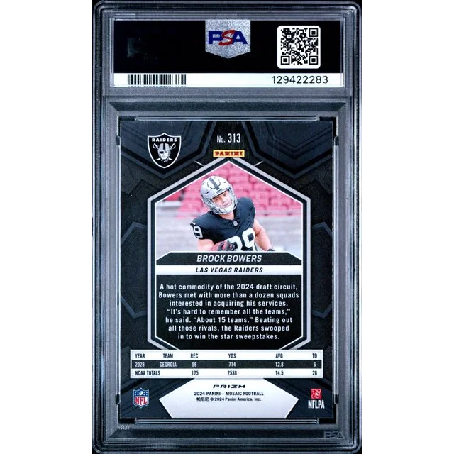 Graded 2024 Panini Mosaic Brock Bowers #313 Red Sparkle Rookie RC Football Card PSA 10 Gem Mint | PSA 10 Gem Mint Graded Rookie Card | vintageantiquesgifts.com
