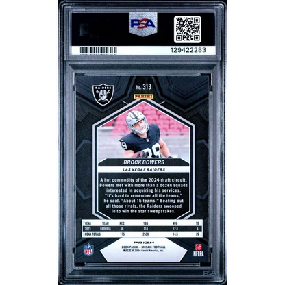 Graded 2024 Panini Mosaic Brock Bowers #313 Red Sparkle Rookie RC Football Card PSA 10 Gem Mint | PSA 10 Gem Mint Graded Rookie Card | vintageantiquesgifts.com