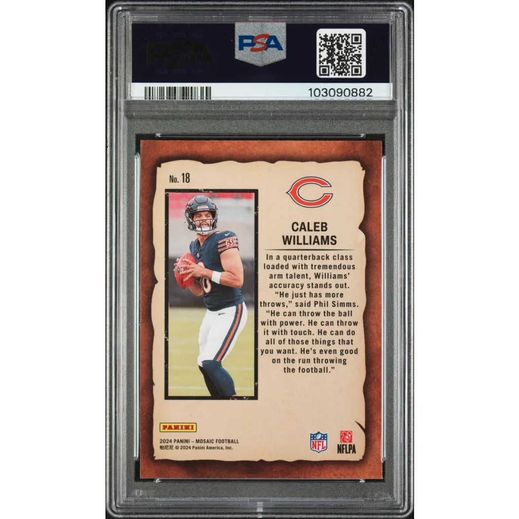 A graded Caleb Williams football card by Professional Sports Authenticator in Professional Sports