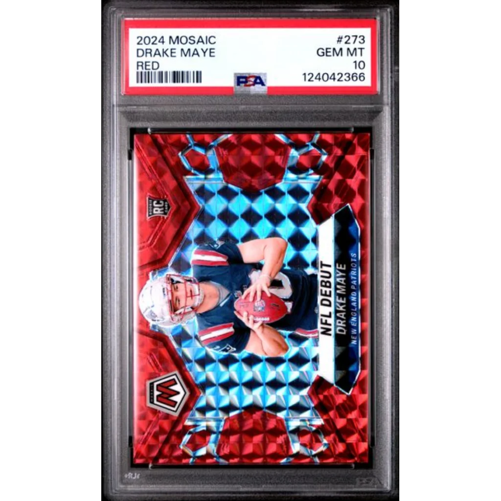 Graded PSA 10 2024 Panini Mosaic Drake Maye #273 Red Rookie Patriots RC