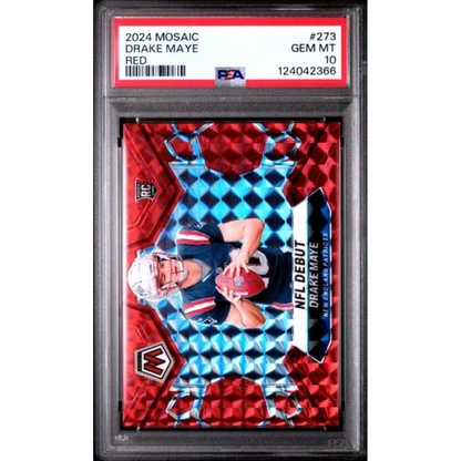 Graded PSA 10 2024 Panini Mosaic Drake Maye #273 Red Rookie Patriots RC