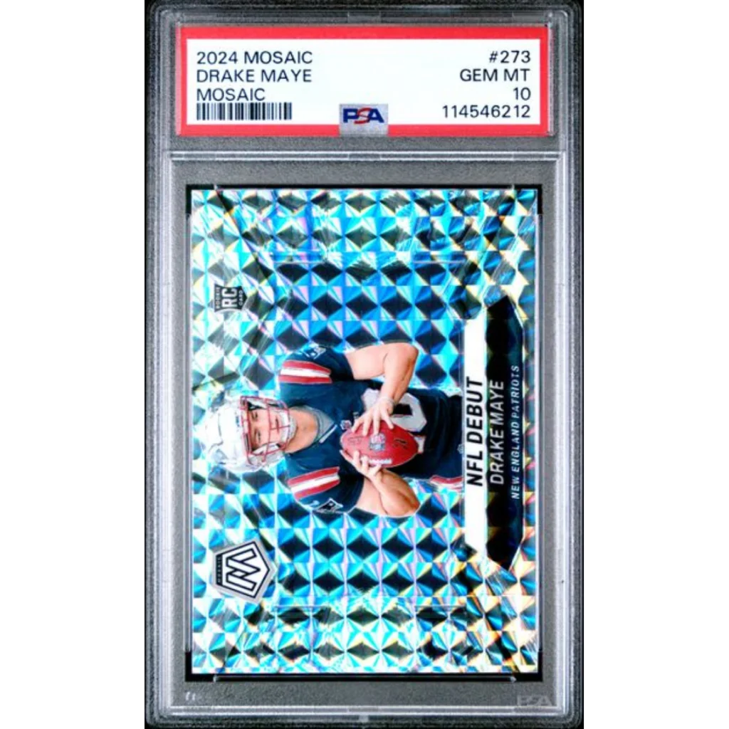 Graded 2024 Panini Mosaic Drake Maye #273 Mosaic Rookie RC Football Card PSA 10 Gem Mint | Hall of Fame Sports Memorabilia | vintageantiquesgifts.com