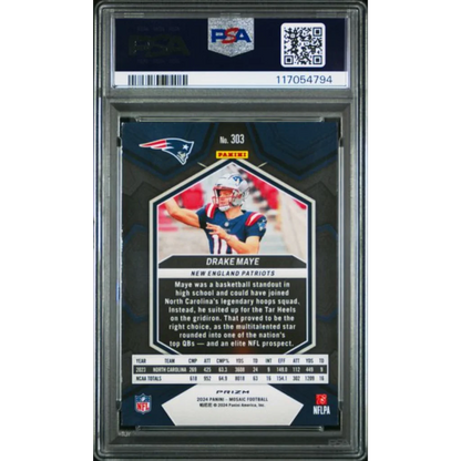 Graded PSA 10 2024 Panini Mosaic Drake Maye #303 Camo Pink Rookie RC Card