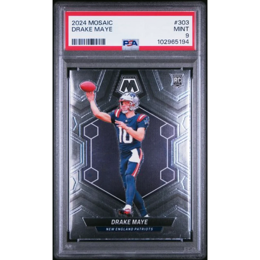 Graded 2024 Panini Mosaic Drake Maye #303 Rookie RC Football Card PSA 9 Mint | Hall of Fame Sports Memorabilia | vintageantiquesgifts.com