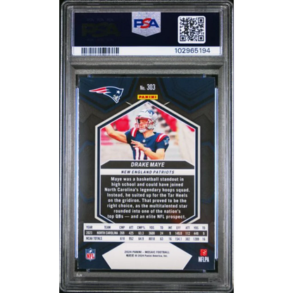 Graded 2024 Panini Mosaic Drake Maye #303 Rookie RC Football Card PSA 9 Mint | PSA 9 Mint Graded Rookie Card | vintageantiquesgifts.com