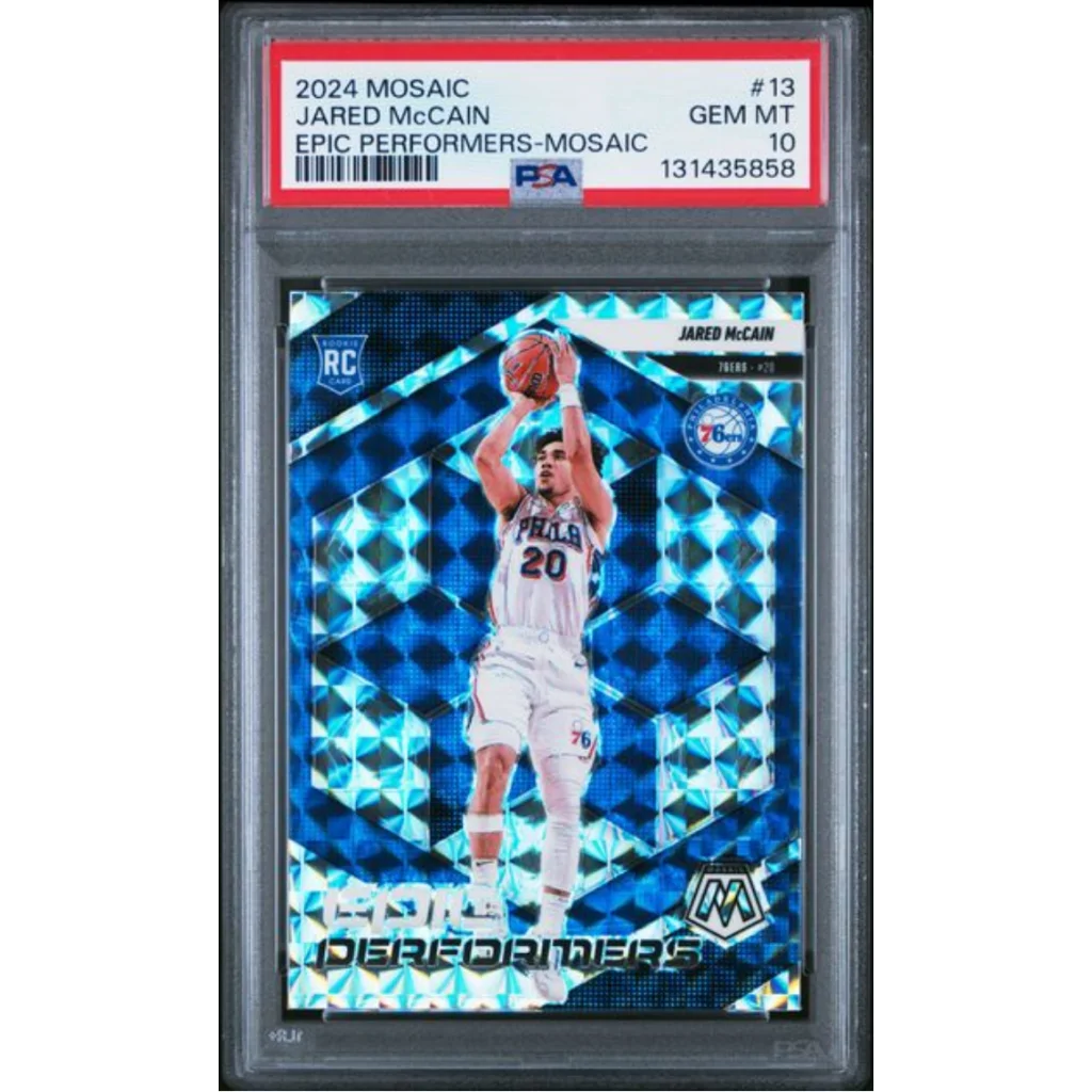 Graded PSA 10 2024 Panini Mosaic Jared McCain #13 Epic Performers Rookie Card