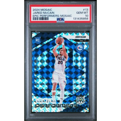 Graded PSA 10 2024 Panini Mosaic Jared McCain #13 Epic Performers Rookie Card