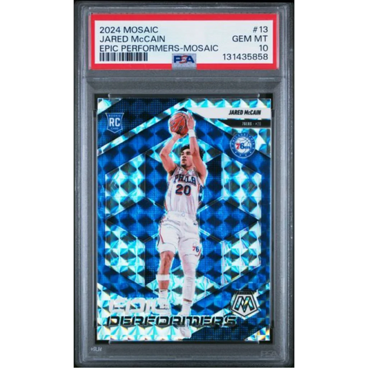 Graded 2024 Panini Mosaic Jared McCain 13 Epic Performers Mosaic Rookie RC Basketball Card PSA 10 Gem Mint | Hall of Fame Sports Memorabilia | vintageantiquesgifts.com