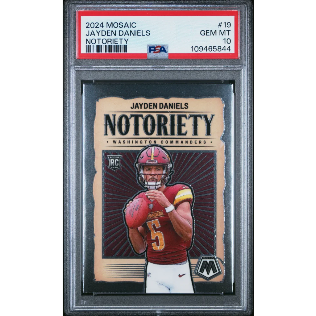 Graded PSA 10 Gem Mint 2024 Panini Mosaic Jayden Daniels Notoriety Rookie Card
