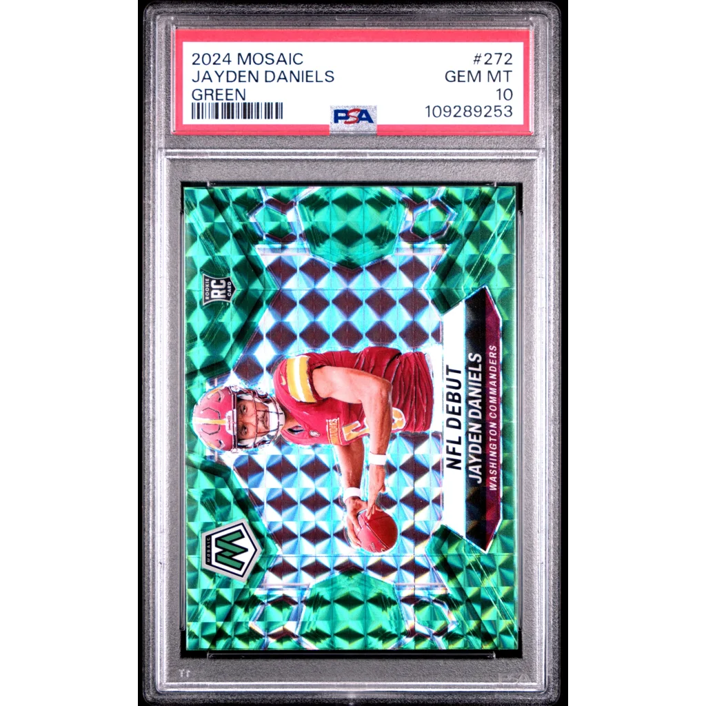 Graded 2024 Panini Mosaic Jayden Daniels #272 Green RC PSA 10 Gem Mint