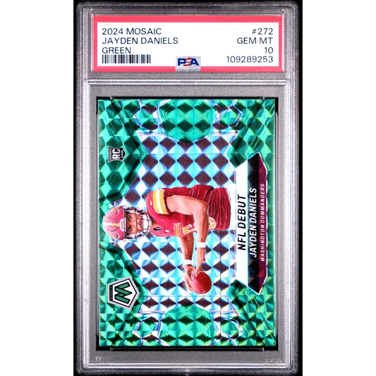 Graded 2024 Panini Mosaic Jayden Daniels #272 Green RC PSA 10 Gem Mint