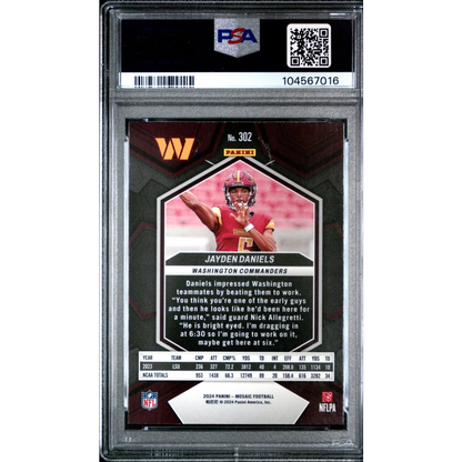Graded 2024 Panini Mosaic Jayden Daniels #302 Rookie RC Football Card PSA 10 Gem Mint | PSA 10 Gem Mint Graded Rookie Card | vintageantiquesgifts.com