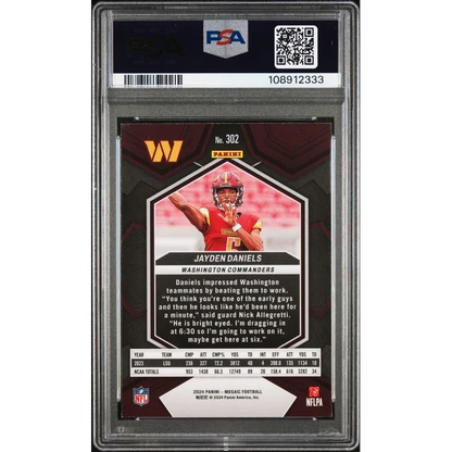 Graded 2024 Panini Mosaic Jayden Daniels #302 Rookie RC Football Card PSA 9 Mint | PSA 9 Mint Graded Rookie Card | vintageantiquesgifts.com