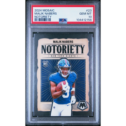 PSA Graded Malik Nabers Rookie Mosaic Notoriety New York Giants football card