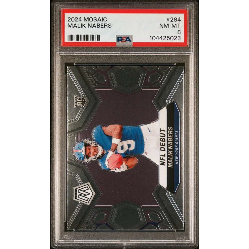 Graded 2024 Panini Mosaic Malik Nabers #284 Rookie RC Football Card PSA 8 Near Mint | Hall of Fame Sports Memorabilia | vintageantiquesgifts.com