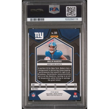 Graded 2024 Panini Mosaic Malik Nabers #306 Reactive Yellow Rookie RC Football Card PSA 10 Gem Mint | PSA 10 Gem Mint Graded Rookie Card | vintageantiquesgifts.com