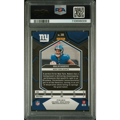 Graded Malik Nabers 2024 Rookie Sports Card Panini Mosaic product image