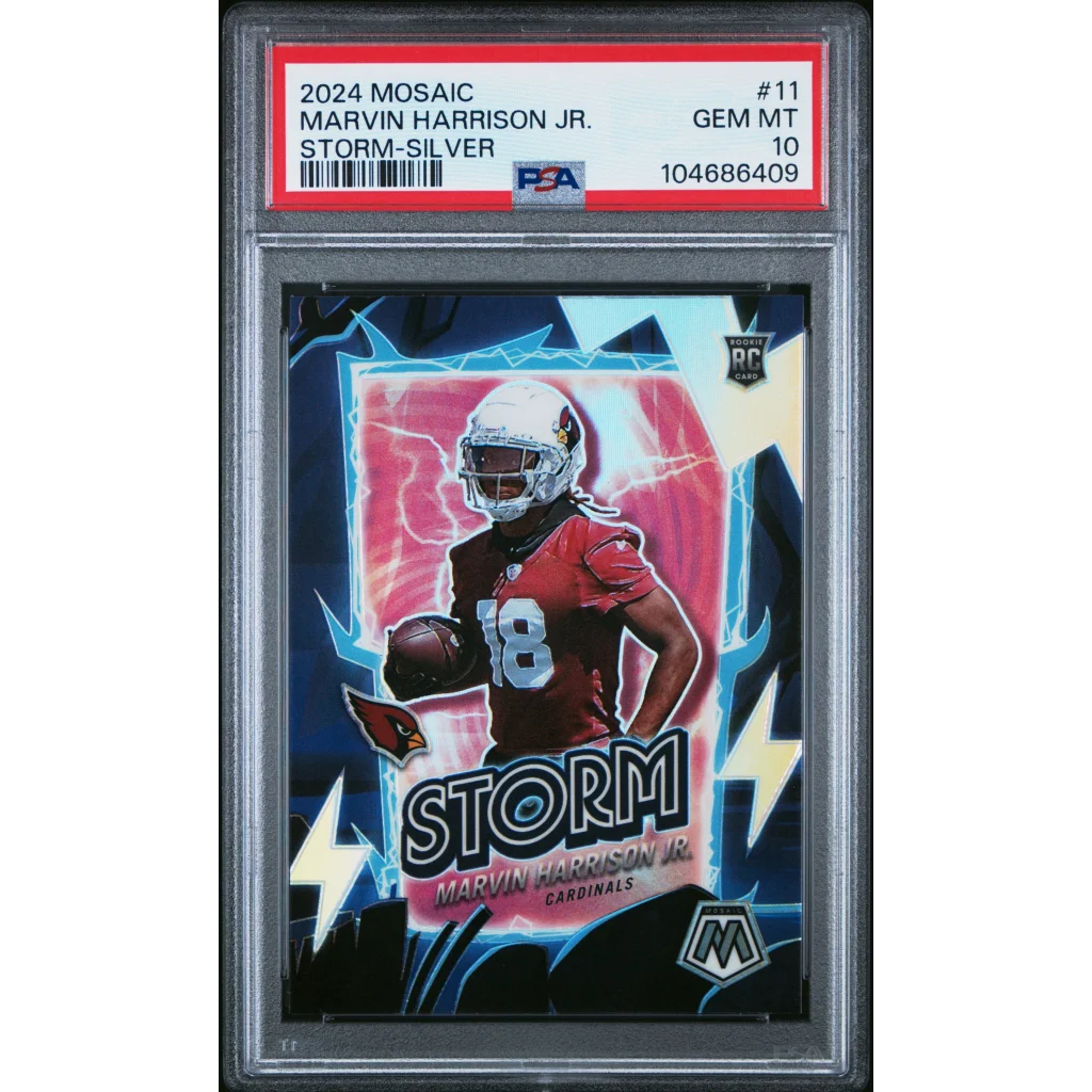 Graded 2024 Panini Mosaic Marvin Harrison Jr Storm Silver RC PSA 10