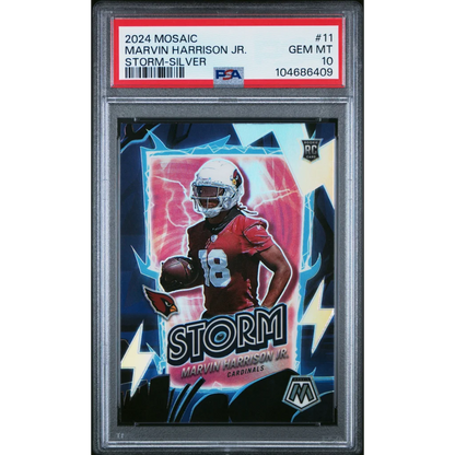 Graded 2024 Panini Mosaic Marvin Harrison Jr Storm Silver RC PSA 10