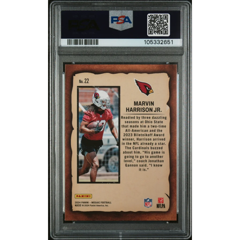 2024 Panini Mosaic Marvin Harrison Jr. rookie card PSA graded No 22 ready to score big