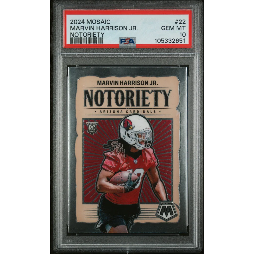 Graded 2024 Mosaic Marvin Harrison Jr Rookie Football Card ready to score big