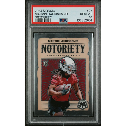 Graded 2024 Mosaic Marvin Harrison Jr Rookie Football Card ready to score big