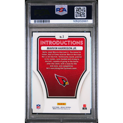 Graded PSA 10 2024 Panini Mosaic Marvin Harrison Jr Rookie RC Football Card