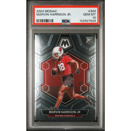 Graded 2024 Panini Mosaic Marvin Harrison Jr #304 Rookie RC Football Card PSA 10 Gem Mint | Hall of Fame Sports Memorabilia | vintageantiquesgifts.com