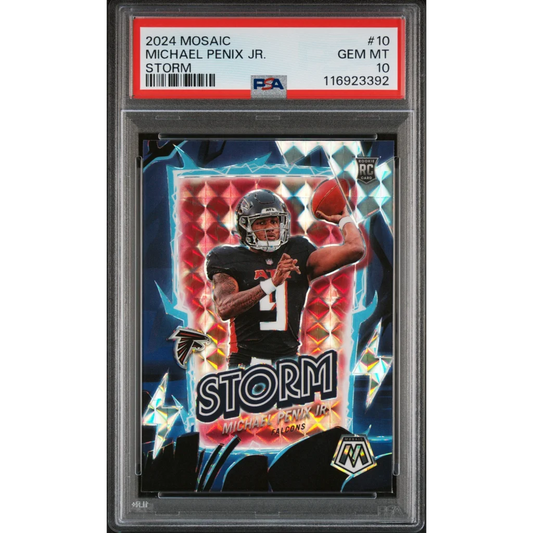 Graded 2024 Panini Mosaic Michael Penix Jr #10 Storm Rookie RC Football Card PSA 10 Gem Mint | Hall of Fame Sports Memorabilia | vintageantiquesgifts.com
