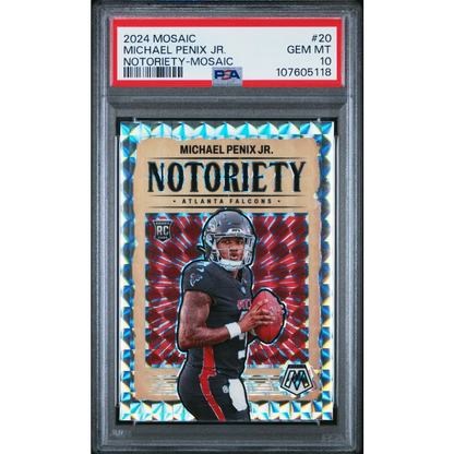 Graded 2024 Panini Mosaic Michael Penix Jr Rookie RC PSA 10 Gem Mint