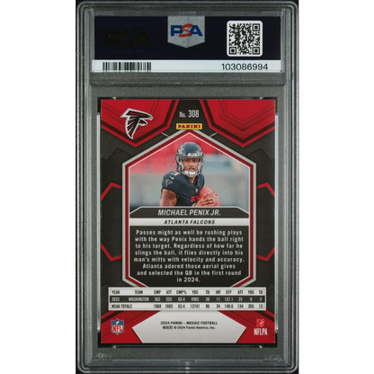 PSA graded Michael Penix Jr football card from 2024 Mosaic Rookie Card series