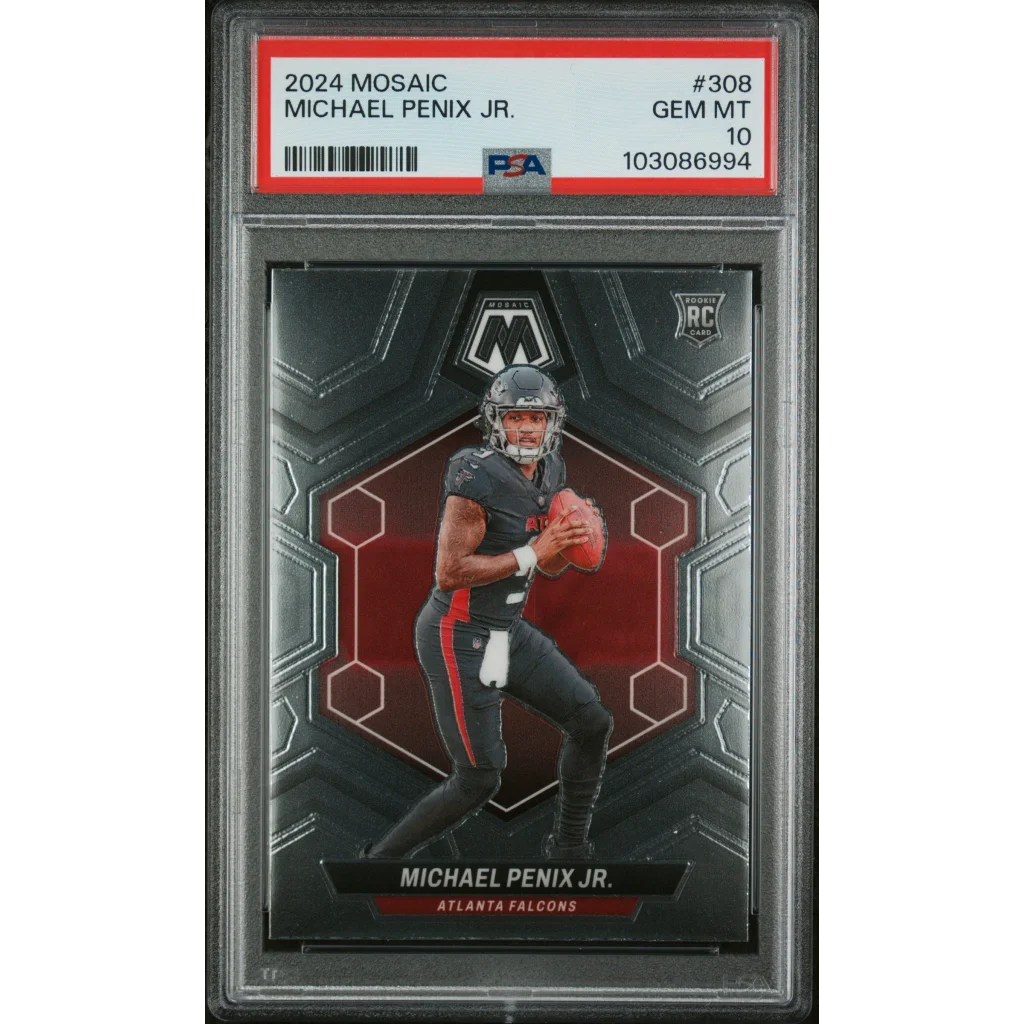 Graded 2024 Mosaic Michael Penix Jr. football card in PSA case for sale