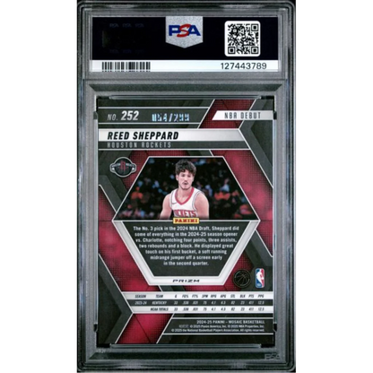 PSA 10 Graded 2024 Panini Mosaic Reed Sheppard Red Seismic Rookie Card /299
