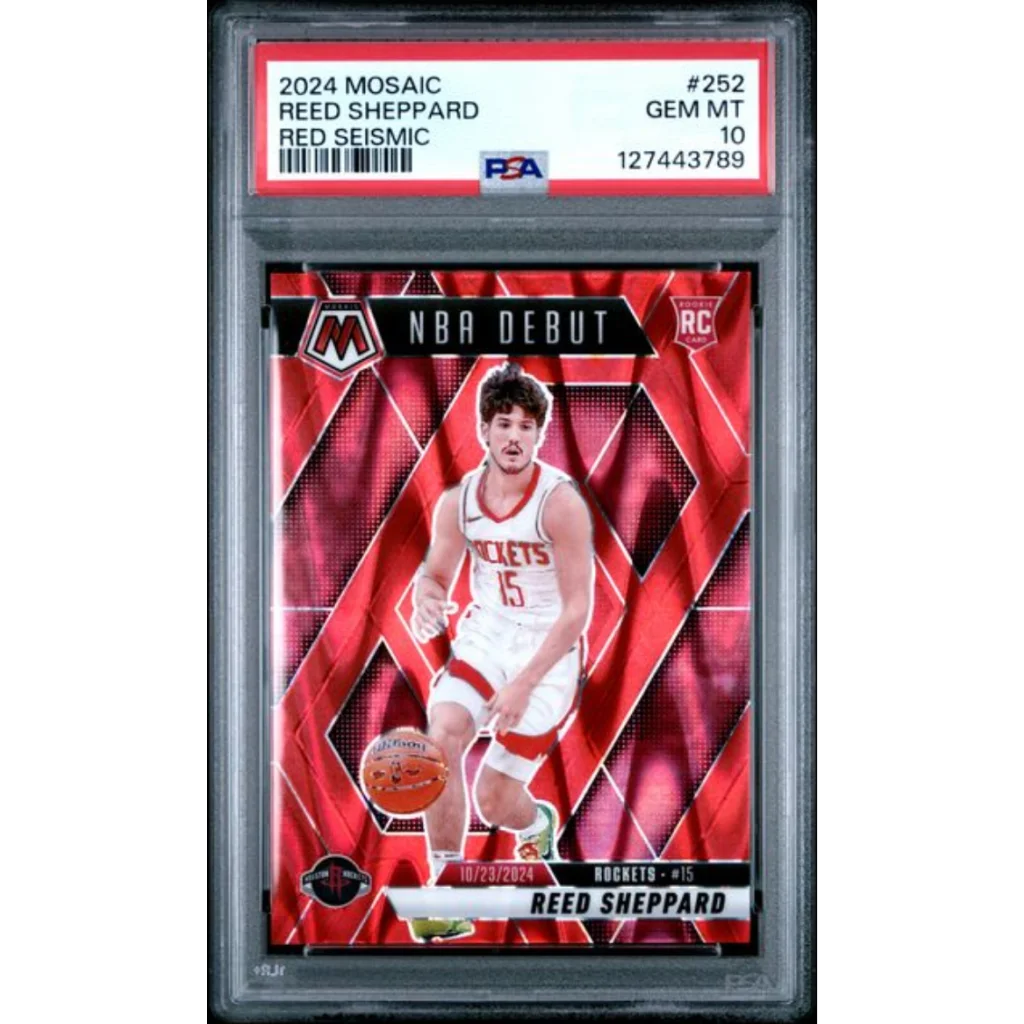 Graded PSA 10 2024 Panini Mosaic Red Seismic Reed Sheppard Rookie RC #252