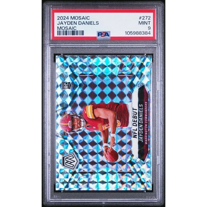 Graded 2024 Panini Mosaic Silver Mosaic Jayden Daniels #272 Rookie RC Football Card PSA 9 Mint