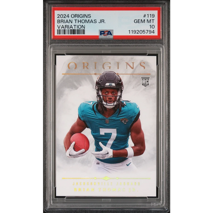 Graded 2024 Panini Origins Brian Thomas Jr #119 Variation Rookie RC Football Card PSA 10 Gem Mint | Hall of Fame Sports Memorabilia | vintageantiquesgifts.com