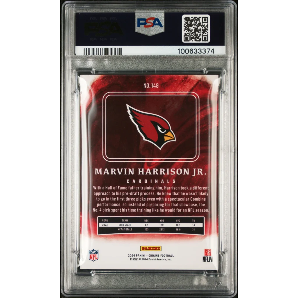 Graded 2024 Panini Origins Marvin Harrison Jr #148 Rookie RC Football Card PSA 10 Gem Mint | PSA 10 Gem Mint Graded Rookie Card | vintageantiquesgifts.com