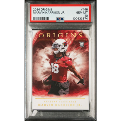 Graded 2024 Panini Origins Marvin Harrison Jr #148 Rookie RC Football Card PSA 10 Gem Mint | Hall of Fame Sports Memorabilia | vintageantiquesgifts.com