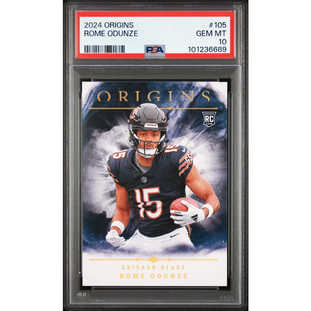 Graded 2024 Panini Origins Rome Odunze #105 Rookie RC Football Card PSA 10 Gem Mint | Hall of Fame Sports Memorabilia | vintageantiquesgifts.com