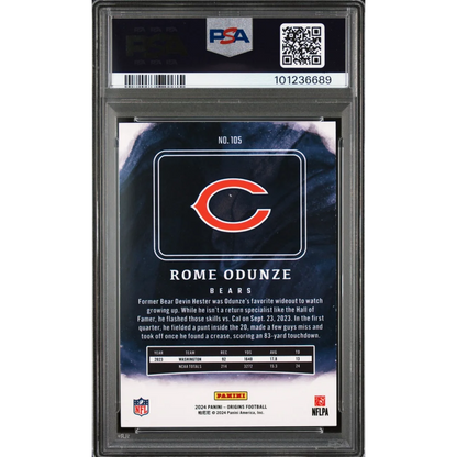 Graded 2024 Panini Origins Rome Odunze #105 Rookie RC Football Card PSA 10 Gem Mint | PSA 10 Gem Mint Graded Rookie Card | vintageantiquesgifts.com