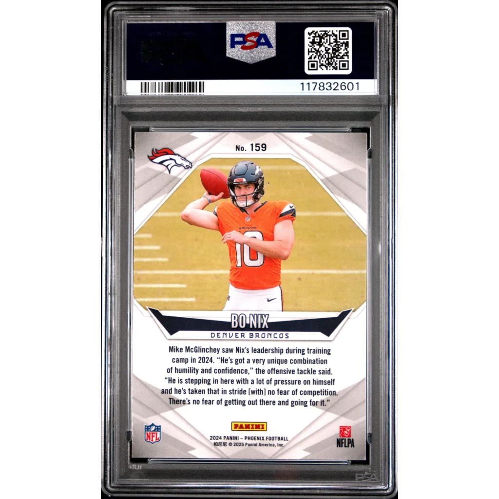 Graded 2024 Panini Phoenix Bo Nix #159 Rookie RC Football Card PSA 10 Gem Mint | PSA 10 Gem Mint Graded Rookie Card | vintageantiquesgifts.com