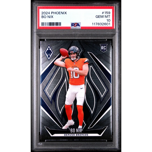 Graded 2024 Panini Phoenix Bo Nix #159 Rookie RC Football Card PSA 10 Gem Mint | Hall of Fame Sports Memorabilia | vintageantiquesgifts.com